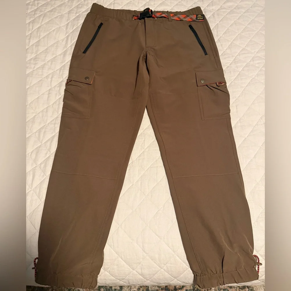 L.L. Bean X Todd Snyder Olive Brown Climbing Pants with Red Checkered Belt - Picture 2 of 4